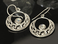 Rainbow Moonstone Earrings in Sterling Silver